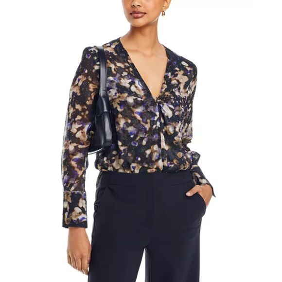 NWT BOSS Bidinta Twist Front Silk-Blend Blouse — Size Small - Picture 1 of 11